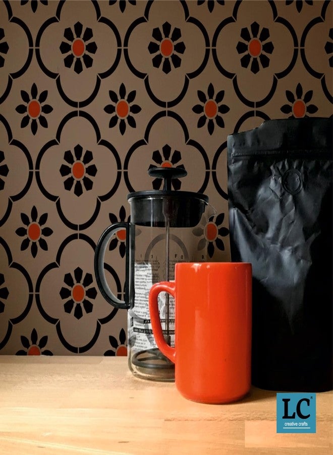 LC Creative Crafts استنسل تصميم جداري بزخارف زهور هندسية | استنسل جداري على الطراز المغربي الحديث | استنسل جداري بتصميم زهور عرقية (20 بوصة × 28 بوصة) -LC000354 (GEO02) - Image 3